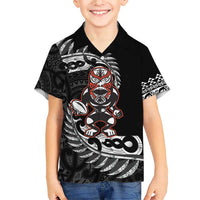 New Zealand Indigenous-Maori Rugby Custom Family Matching Short Sleeve Bodycon Dress and Hawaiian Shirt LT9 Son's Shirt Black - Polynesian Pride