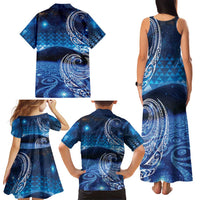 New Zealand Matariki Family Matching Tank Maxi Dress and Hawaiian Shirt Taniko Aramoana With Koru Galaxy Sky Night LT9 - Polynesian Pride