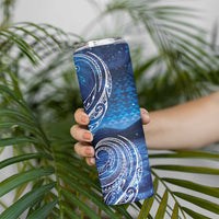 New Zealand Matariki Skinny Tumbler Taniko Aramoana With Koru Galaxy Sky Night LT9 - Polynesian Pride