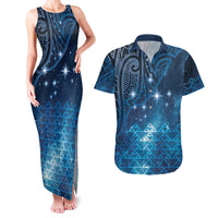 New Zealand Matariki Couples Matching Tank Maxi Dress and Hawaiian Shirt Taniko Aramoana With Maori Galaxy Sky Night LT9 Galaxy - Polynesian Pride