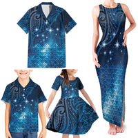 New Zealand Matariki Family Matching Tank Maxi Dress and Hawaiian Shirt Taniko Aramoana With Maori Galaxy Sky Night LT9 - Polynesian Pride