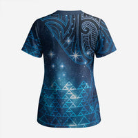New Zealand Matariki Scrub Top Taniko Aramoana With Maori Galaxy Sky Night - Polynesian Pride