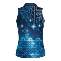 New Zealand Matariki Women Sleeveless Polo Shirt Taniko Aramoana With Maori Galaxy Sky Night LT9 - Polynesian Pride