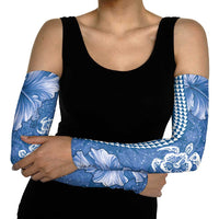 Blue Hibiscus Turle Arm Sleeves Hawaiian Style Tribal Tapa Pattern LT9 - Polynesian Pride