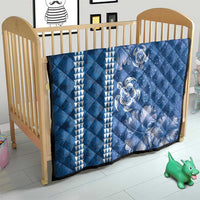 Blue Hibiscus Turle Quilt Hawaiian Style Tribal Tapa Pattern