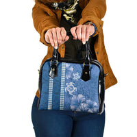 Blue Hibiscus Turle Shoulder Handbag Hawaiian Style Tribal Tapa Pattern