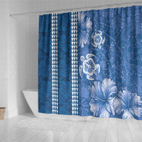 Blue Hibiscus Turle Shower Curtain Hawaiian Style Tribal Tapa Pattern LT9 - Polynesian Pride