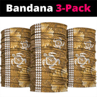 Gold Hibiscus Turle Neck Gaiter Hawaiian Style Tribal Tapa Pattern - Polynesian Pride