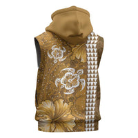Gold Hibiscus Turle Sleeveless Hoodie Hawaiian Style Tribal Tapa Pattern LT9 - Polynesian Pride