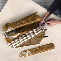 Gold Hibiscus Turle Umbrella Hawaiian Style Tribal Tapa Pattern - Polynesian Pride