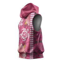 Pink Hibiscus Turle Sleeveless Hoodie Hawaiian Style Tribal Tapa Pattern LT9 - Polynesian Pride