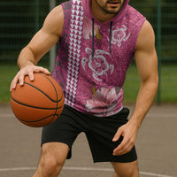 Pink Hibiscus Turle Sleeveless Hoodie Hawaiian Style Tribal Tapa Pattern LT9 - Polynesian Pride