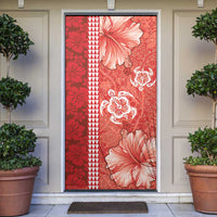 Red Hibiscus Turle Door Cover Hawaiian Style Tribal Tapa Pattern LT9 Red - Polynesian Pride