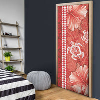 Red Hibiscus Turle Door Cover Hawaiian Style Tribal Tapa Pattern LT9 - Polynesian Pride