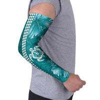Teal Hibiscus Turle Arm Sleeves Hawaiian Style Tribal Tapa Pattern LT9 - Polynesian Pride