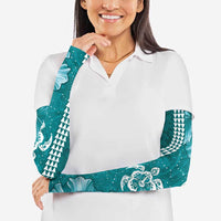 Teal Hibiscus Turle Arm Sleeves Hawaiian Style Tribal Tapa Pattern LT9 - Polynesian Pride