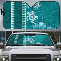 Teal Hibiscus Turle Auto Sun Shade Hawaiian Style Tribal Tapa Pattern LT9 Teal - Polynesian Pride