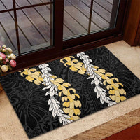 Puakenikeni and Maile Lei Rubber Doormat Black Double Strand Lei