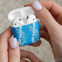 Puakenikeni and Maile Lei AirPods Case Blue Double Strand Lei - Polynesian Pride