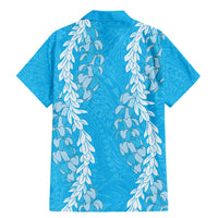 Puakenikeni and Maile Lei Family Matching Mermaid Dress and Hawaiian Shirt Blue Double Strand Lei LT9 - Polynesian Pride
