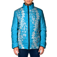 Puakenikeni and Maile Lei Padded Jacket Blue Double Strand Lei - Polynesian Pride