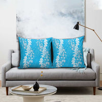 Puakenikeni and Maile Lei Pillow Cover Blue Double Strand Lei - Polynesian Pride