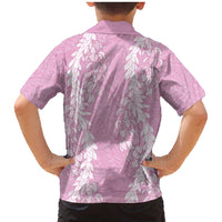 Puakenikeni and Maile Lei Family Matching Mermaid Dress and Hawaiian Shirt Pink Double Strand Lei LT9 - Polynesian Pride