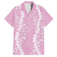 Puakenikeni and Maile Lei Family Matching Puletasi and Hawaiian Shirt Pink Double Strand Lei LT9 Dad's Shirt - Short Sleeve Pink - Polynesian Pride