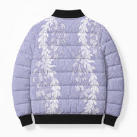 Puakenikeni and Maile Lei Bomber Puffer Jacket Purple Double Strand Lei - Polynesian Pride