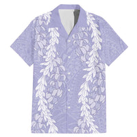 Puakenikeni and Maile Lei Family Matching Mermaid Dress and Hawaiian Shirt Purple Double Strand Lei LT9 Dad's Shirt - Short Sleeve Purple - Polynesian Pride