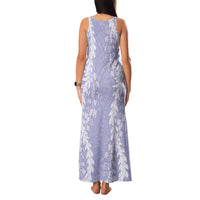Puakenikeni and Maile Lei Family Matching Tank Maxi Dress and Hawaiian Shirt Purple Double Strand Lei LT9 - Polynesian Pride