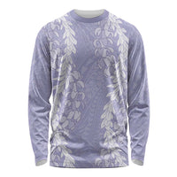 Puakenikeni and Maile Lei Long Sleeve Shirt Purple Double Strand Lei