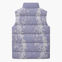 Puakenikeni and Maile Lei Sleeveless Puffer Jacket Purple Double Strand Lei LT9 - Polynesian Pride