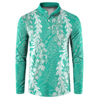 Puakenikeni and Maile Lei Button Sweatshirt Sage Green Double Strand Lei
