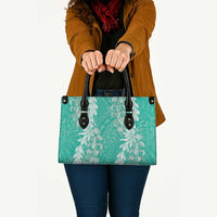 Puakenikeni and Maile Lei Leather Bag Sage Green Double Strand Lei LT9 - Polynesian Pride
