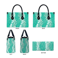 Puakenikeni and Maile Lei Leather Bag Sage Green Double Strand Lei LT9 - Polynesian Pride