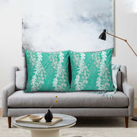 Puakenikeni and Maile Lei Pillow Cover Sage Green Double Strand Lei - Polynesian Pride