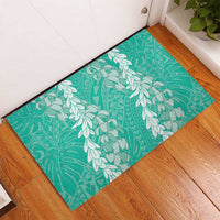 Puakenikeni and Maile Lei Rubber Doormat Sage Green Double Strand Lei