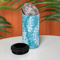 Blue Puakenikeni and Maile Lei 4 in 1 Can Cooler Tumbler Hawaiian Style Tribal Tapa Double Strand Lei LT9 - Polynesian Pride
