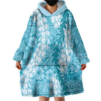 Blue Puakenikeni and Maile Lei Wearable Blanket Hoodie Hawaiian Style Tribal Tapa Double Strand Lei LT9 - Polynesian Pride