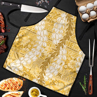 Gold Puakenikeni and Maile Lei Apron Hawaiian Style Tribal Tapa Double Strand Lei - Polynesian Pride
