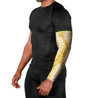 Gold Puakenikeni and Maile Lei Arm Sleeves Hawaiian Style Tribal Tapa Double Strand Lei - Polynesian Pride