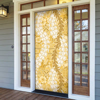 Gold Puakenikeni and Maile Lei Door Cover Hawaiian Style Tribal Tapa Double Strand Lei LT9 - Polynesian Pride