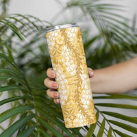 Gold Puakenikeni and Maile Lei Skinny Tumbler Hawaiian Style Tribal Tapa Double Strand Lei LT9 - Polynesian Pride