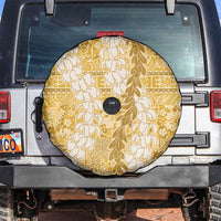 Gold Puakenikeni and Maile Lei Spare Tire Cover Hawaiian Style Tribal Tapa Double Strand Lei LT9 Gold - Polynesian Pride