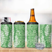 Green Puakenikeni and Maile Lei 4 in 1 Can Cooler Tumbler Hawaiian Style Tribal Tapa Double Strand Lei LT9 - Polynesian Pride