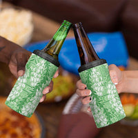 Green Puakenikeni and Maile Lei 4 in 1 Can Cooler Tumbler Hawaiian Style Tribal Tapa Double Strand Lei LT9 - Polynesian Pride