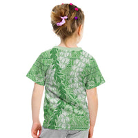 Green Puakenikeni and Maile Lei Kid T Shirt Hawaiian Style Tribal Tapa Double Strand Lei