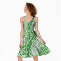 Green Puakenikeni and Maile Lei Midi Dress Hawaiian Style Tribal Tapa Double Strand Lei LT9 - Polynesian Pride