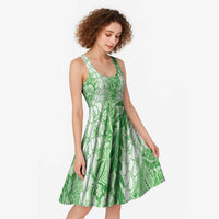 Green Puakenikeni and Maile Lei Midi Dress Hawaiian Style Tribal Tapa Double Strand Lei LT9 - Polynesian Pride